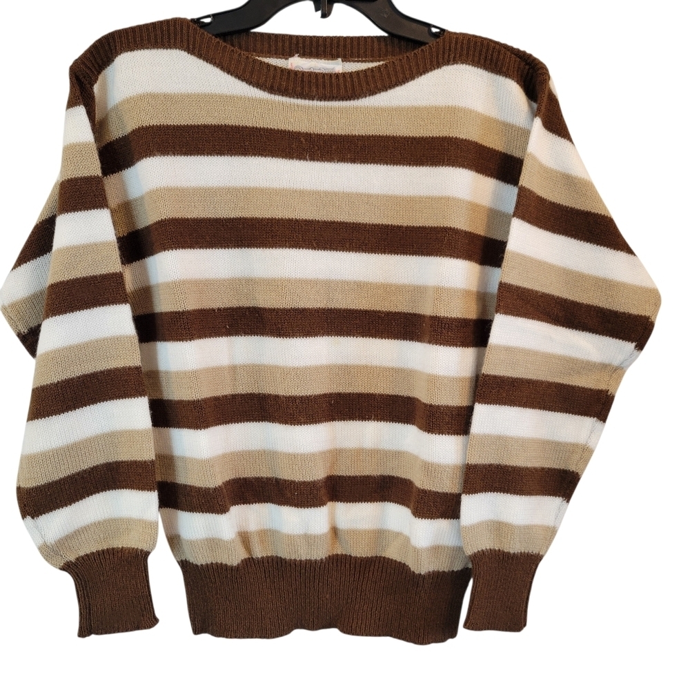 Vintage Western Connection Of California Brown Tan White Knit Top